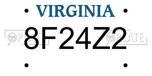 8F24Z2 Virginia License Plate