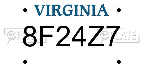 8F24Z7 Virginia License Plate