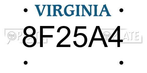 8F25A4 Virginia License Plate