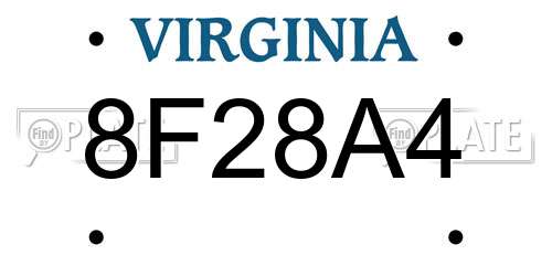 8F28A4 Virginia License Plate