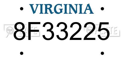 8F33225 Virginia License Plate