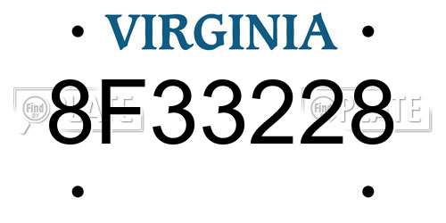 8F33228 Virginia License Plate