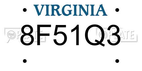 8F51Q3 Virginia License Plate