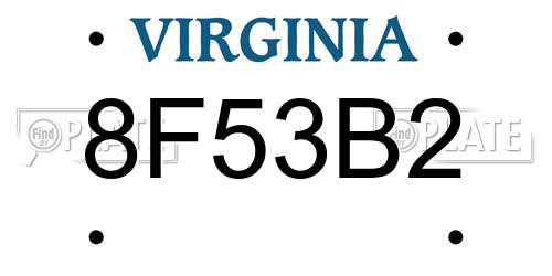 8F53B2 Virginia License Plate