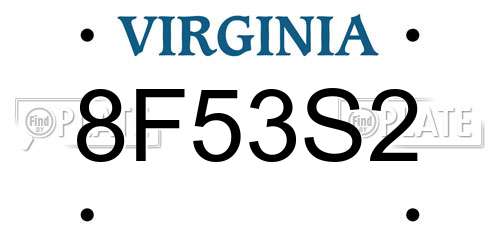 8F53S2 Virginia License Plate