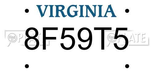 8F59T5 Virginia License Plate