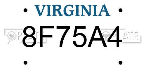 8F75A4 Virginia License Plate