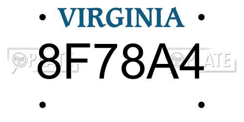 8F78A4 Virginia License Plate