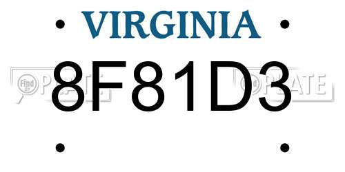 8F81D3 Virginia License Plate