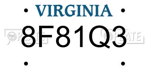 8F81Q3 Virginia License Plate