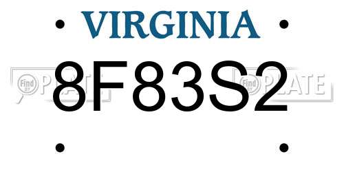 8F83S2 Virginia License Plate