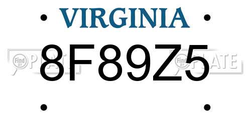 8F89Z5 Virginia License Plate