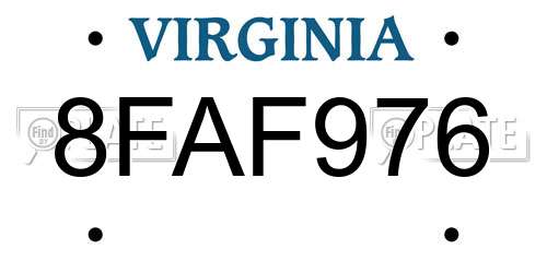 8FAF976 Virginia License Plate