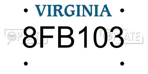 8FB103 Virginia License Plate