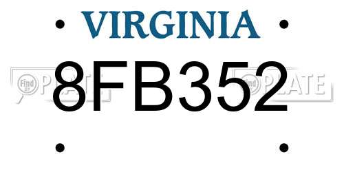 8FB352 Virginia License Plate