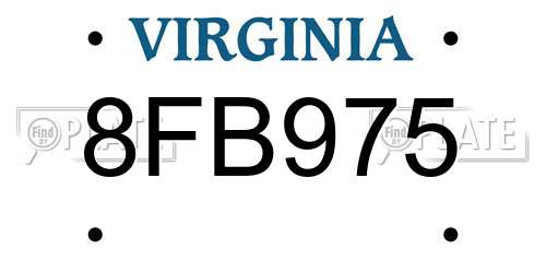 8FB975 Virginia License Plate
