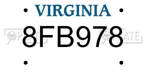 8FB978 Virginia License Plate