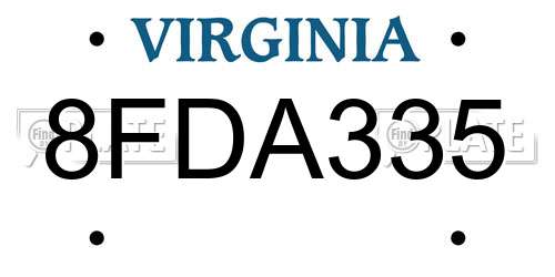8FDA335 Virginia License Plate