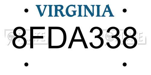 8FDA338 Virginia License Plate