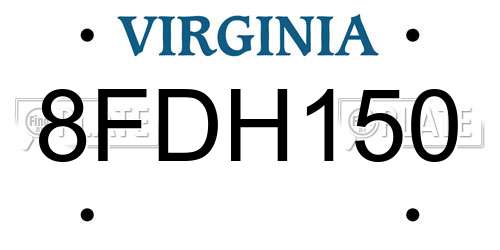 8FDH150 Virginia License Plate