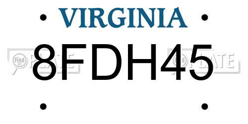 8FDH45 Virginia License Plate
