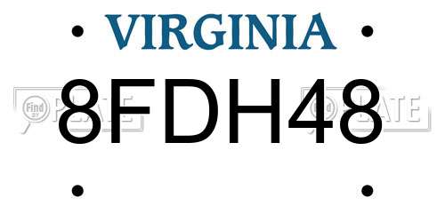 8FDH48 Virginia License Plate