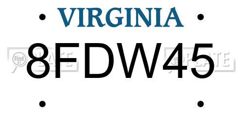 8FDW45 Virginia License Plate