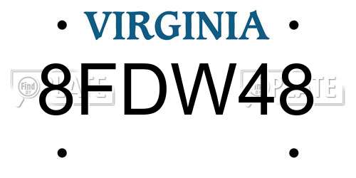8FDW48 Virginia License Plate