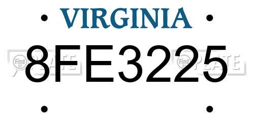 8FE3225 Virginia License Plate