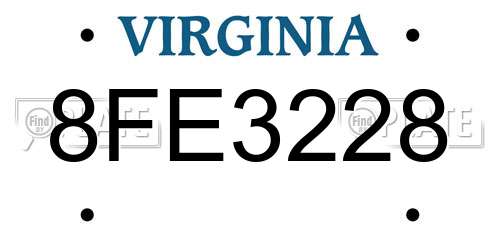 8FE3228 Virginia License Plate