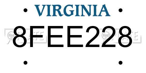 8FEE228 Virginia License Plate