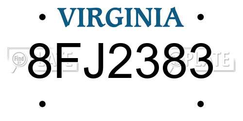 8FJ2383 Virginia License Plate