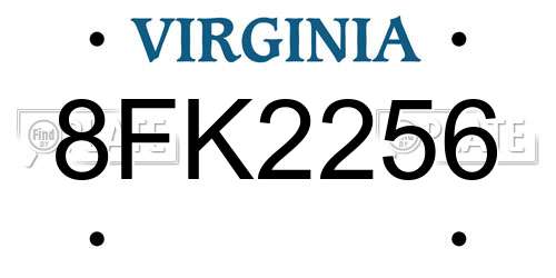 8FK2256 Virginia License Plate