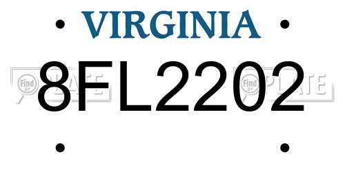 8FL2202 Virginia License Plate