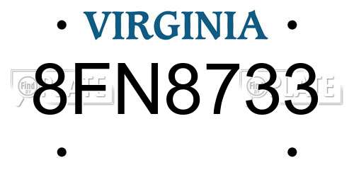 8FN8733 Virginia License Plate