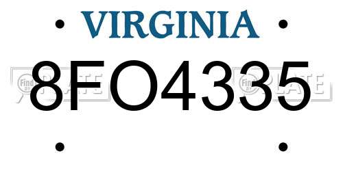 8FO4335 Virginia License Plate