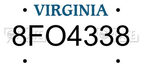 8FO4338 Virginia License Plate