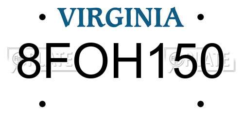 8FOH150 Virginia License Plate