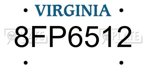 8FP6512 Virginia License Plate