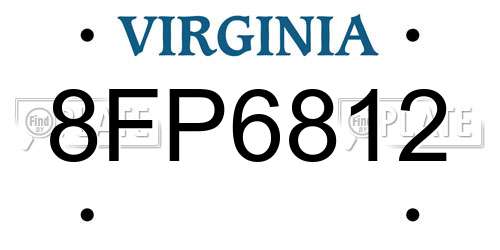 8FP6812 Virginia License Plate