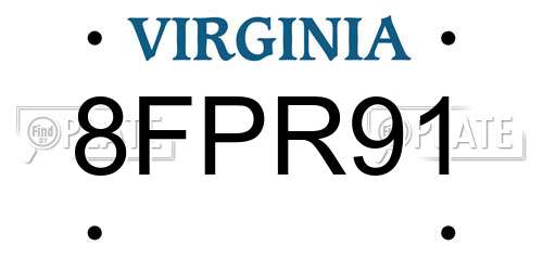 8FPR91 Virginia License Plate