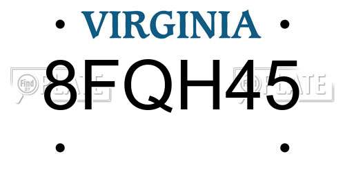 8FQH45 Virginia License Plate