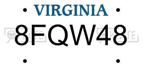 8FQW48 Virginia License Plate