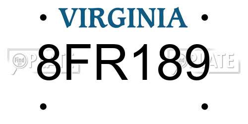 8FR189 Virginia License Plate