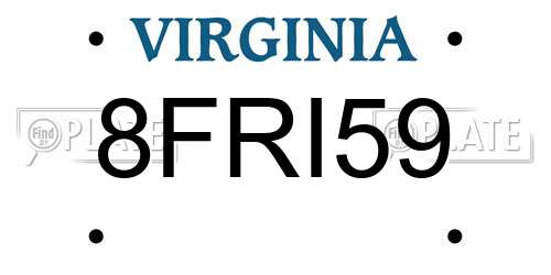 8FRI59 Virginia License Plate