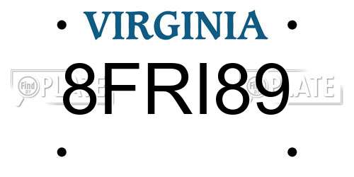 8FRI89 Virginia License Plate
