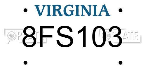 8FS103 Virginia License Plate