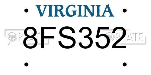 8FS352 Virginia License Plate
