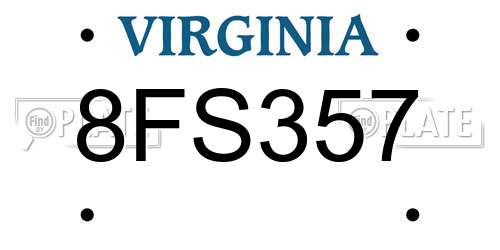 8FS357 Virginia License Plate