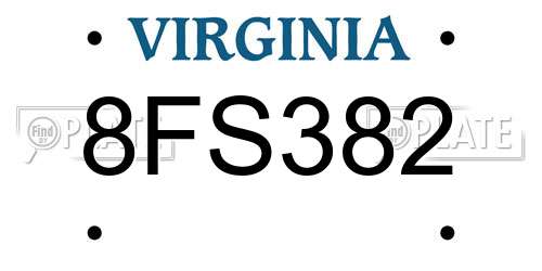 8FS382 Virginia License Plate